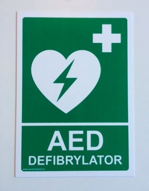 Tabliczka informacyjna AED Defibrylator