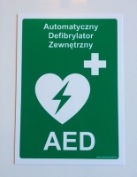 Tabliczka informacyjna Automatyczny Defibrylator Zewnętrzny AED