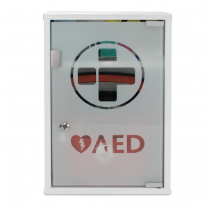 Szafka metalowa na AED z alarmem