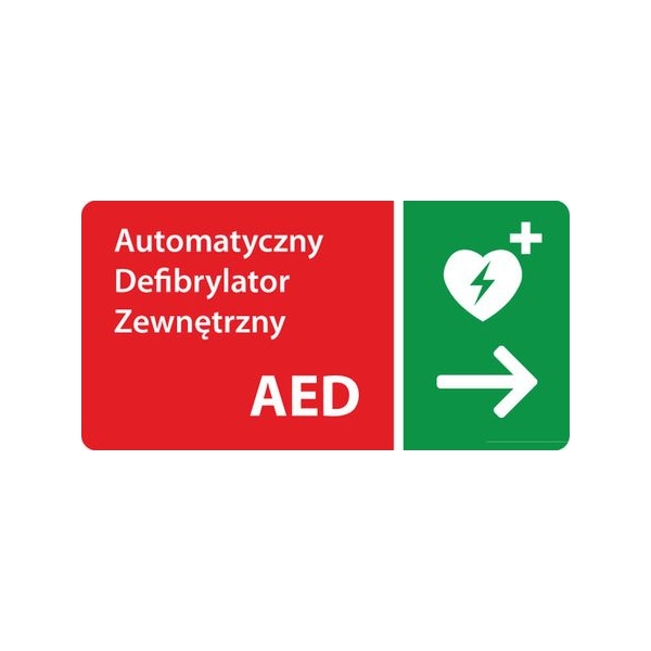 Tabliczka kierunkowa AED w prawo