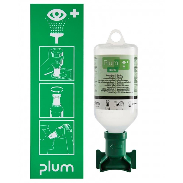 Zestaw naścienny Plum z butelką do płukania oczu 500ml 0,9% NaCl